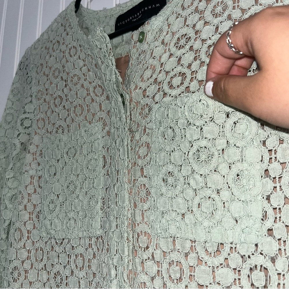 Victoria Beckham For Target Size XS lace long sleeve mint color dress - Picture 3 of 6